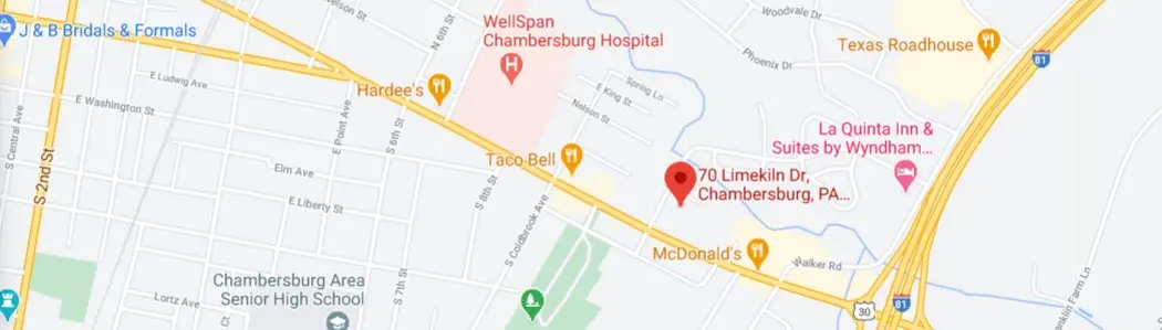 Map showing A-Light Windows and Doors in Chambersburg, Pennsylvania